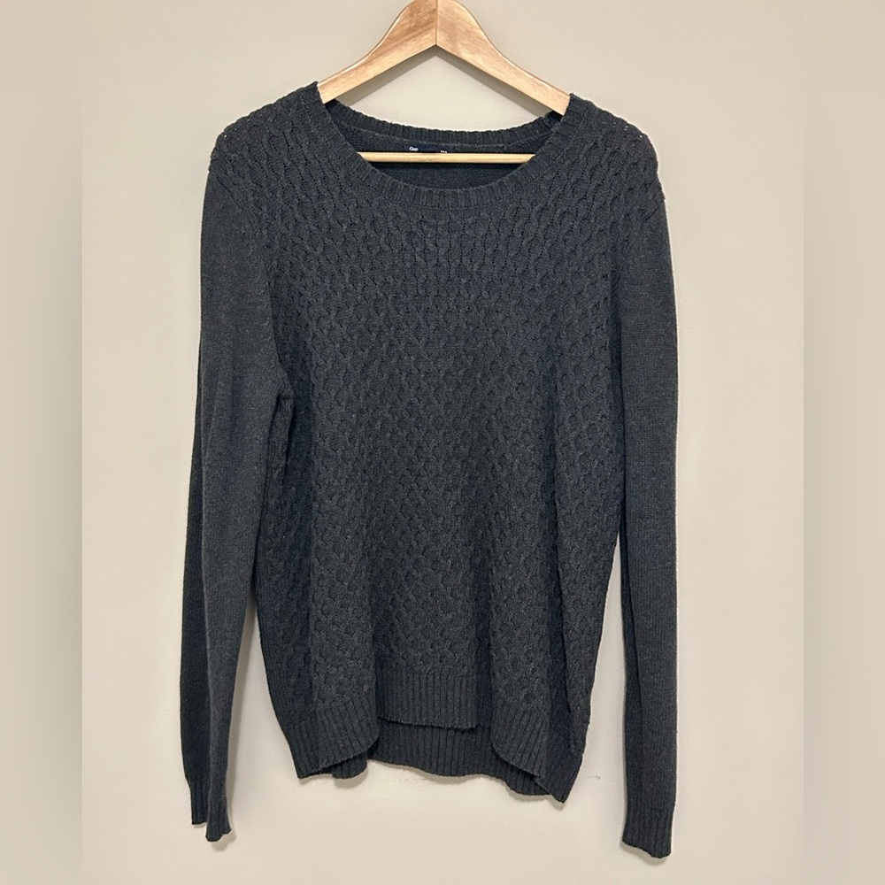 GAP Women's Charcoal Textured Knit Sweater Women’s Size XL